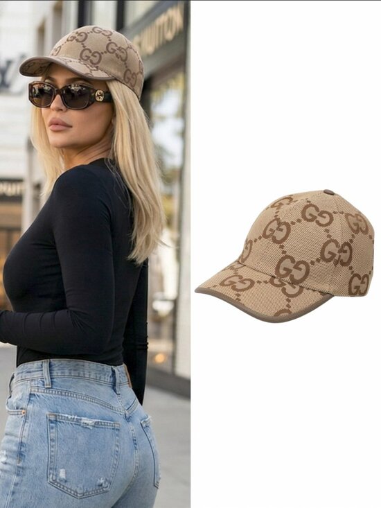 Gucci Accessories - Beige GUCCI Jumbo GG Baseball Cap / Canvas Monogram Hat W/ Dust Bag Size M